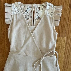 Girls Monieou Cream Sparkle with Lace Detail Maxi Romper with Shorts Size 7/8